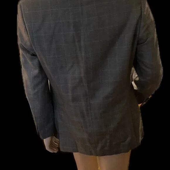 Calvin Klein 40R 52% Silk 48% Wool Sports Jacket Windowpane